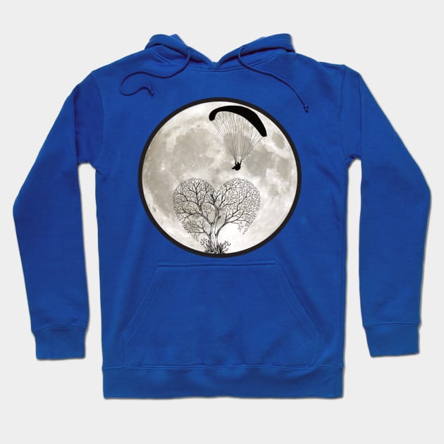 Paragliding is sport with a paraglider under moon Hoodie by The Hammer